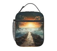 Insulated Lunch Bag Divided Sea Pathway Lunch Box for Women Men Cooler Bag Lunch Tote Bags for Work Office