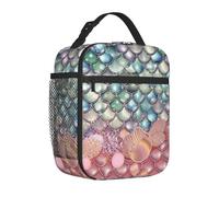 Insulated Lunch Bag for Men Women Adult Reusable Lunch Box Leakproof Cooler Tote Bag Large Capacity Reusable Lunchbox Pearl Fantasy Mermaid Scales Lunch Tote Bag for Office, Work, Picnic