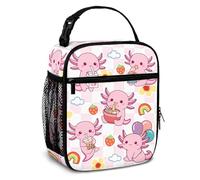 Insulated Lunch Bag for Women Girls, Cute Axolotl Girls Lunch Bag Reusable Leakproof Cooler Bags Adults Kids Packed Lunchbox for Work School Picnic Travel Beach Preppy Stuff Gifts