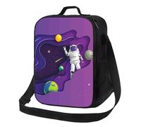 Insulated Lunch Bag for Women Men, Cooler Lunch Box for Women Men, Astronaut On Mission In Outer Space Strap High Capacity Lunch Tote Bags for Work with Adjustable Shoulder Strap
