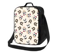 Insulated Lunch Bag for Women Men, Cooler Lunch Box for Women Men, Donut Panda Print Strap High Capacity Lunch Tote Bags for Work with Adjustable Shoulder Strap