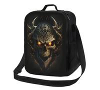 Insulated Lunch Bag for Women Men, Cooler Lunch Box for Women Men, Metal Evil Skull Strap High Capacity Lunch Tote Bags for Work with Adjustable Shoulder Strap