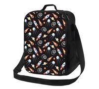 Insulated Lunch Bag for Women Men, Cooler Lunch Box for Women Men, Space Rocket B Strap High Capacity Lunch Tote Bags for Work with Adjustable Shoulder Strap
