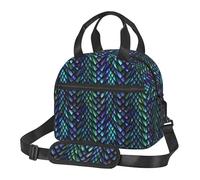 Insulated Lunch Bag for Women Men Kids, 3D Holographic Dragon Scale Gradient Reusable Leakproof Lunch Tote Bag with Adjustable Shoulder Strap, Thermal Cooler Lunch Box for School Work Travel Picnic