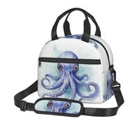Insulated Lunch Bag for Women Men Lunchbox Blue little octopus Reusable Lunch Box Leakproof Cooler Bag with Adjustable Shoulder Strap Lunch Tote Bags for Work,Travel,Outdoor