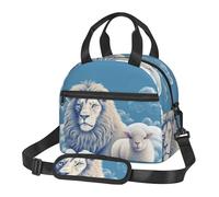 Insulated Lunch Bag for Women Men Lunchbox Lamb with A Lion On The Clouds Reusable Lunch Box Leakproof Cooler Bag with Adjustable Shoulder Strap Lunch Tote Bags for Work,Travel,Outdoor