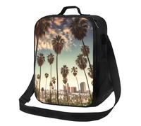 Insulated Lunch Bag for Women Men Lunchbox Los Angeles Palm Trees Reusable Lunch Box Leakproof Cooler Bag with Adjustable Shoulder Strap Lunch Tote Bags for Work, Travel,Outdoor