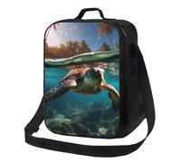 Insulated Lunch Bag for Women Men Lunchbox Palm Trees and Sea Turtles Diving Underwater Reusable Lunch Box Leakproof Cooler Bag with Adjustable Shoulder Strap Lunch Tote Bags for Work, Travel,Outdoor