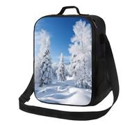 Insulated Lunch Bag for Women Men Lunchbox Snow-Covered Winter Trees Reusable Lunch Box Leakproof Cooler Bag with Adjustable Shoulder Strap Lunch Tote Bags for Work, Travel,Outdoor