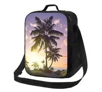 Insulated Lunch Bag for Women Men Lunchbox Summer Palm Tree Reusable Lunch Box Leakproof Cooler Bag with Adjustable Shoulder Strap Lunch Tote Bags for Work, Travel,Outdoor