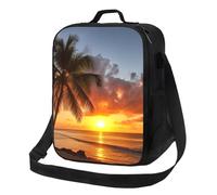 Insulated Lunch Bag for Women Men Lunchbox Sunset Hawaiian Palm Tree Reusable Lunch Box Leakproof Cooler Bag with Adjustable Shoulder Strap Lunch Tote Bags for Work, Travel,Outdoor