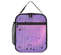 Insulated Lunch Bag for Women Men Purple Music Notes Lunch Box Leakproof Lunch Tote Bags Portable Lunchbox Reusable Cooler Tote Bag for Office Work Picnic Hiking Beach