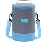Insulated Lunch Bag, Large 6.6L Cooler Bag with Shoulder Strap, Waterproof Ox, Thermal Tote, for Camping, Picnic, Office, Black Blue Orange Gray(Blue + Gray)