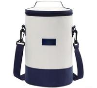 Insulated Lunch Bag, Large 6.6L Cooler Bag with Shoulder Strap, Waterproof Ox, Thermal Tote, for Camping, Picnic, Office, Black Blue Orange Gray(Blue + White)