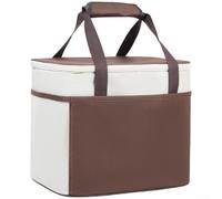Insulated Lunch Bag Large Capacity, Multi-Compartment Cooler Bag, for Work Picnic Camping, Sturdy 600D Ox, Food Tote with Thickened Handle to Keep Meals(Brown-L)
