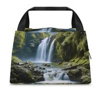 Insulated Lunch Bag Large Capacity Thermal Tote for Men & Women, Leak-Proof Waterfall Landscape Painting Lunch Tote Bag for Work, Picnic, Travel