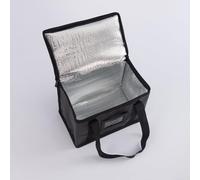 Insulated Lunch Bag Large Capacity Woven Cooler Tote for Work Picnic Beach Travel - Black 35x23x26cm