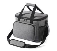 Insulated Lunch Bag, Large Leakproof Thermal Lunch Box Bag, 15L Upgrade Tote Bags Adjustable Shoulder Cooler Bag for Work Outdoor Picnic Beach Camping BBQ Travel for Adult Men Women Grey