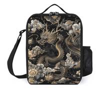 Insulated Lunch Bag Lunch Box for Woman Man Black Chinese Dragon Lunchbox Lunch Tote Bag for Work