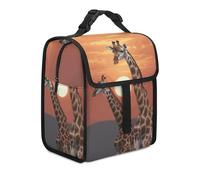 Insulated Lunch Bag Lunch Box for Woman Man Giraffe at Sunset Lunchbox Lunch Tote Bag with Side Pocket