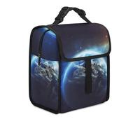 Insulated Lunch Bag Lunch Box for Woman Man Space Planet Earth Lunchbox Lunch Tote Bag with Side Pocket