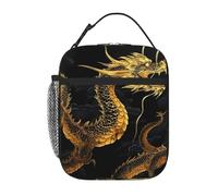 Insulated Lunch Bag Lunch Box for Women Lunch Bag with Side Pocket Background Yellow Dragon Lunch Tote Bags Lunchbox