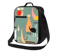 Insulated Lunch Bag Mid-Century Modern Art Cats Lunch Box for Women Men Reusable Leakproof Lunch Cooler Bag for Office Picnic