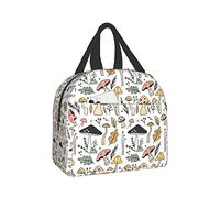 Insulated Lunch Bag Reusable Lunch Box for Women Men, Cooler Lunch Boxes Waterproof Lunch Bags Office Picnic Work, Cute Mushroom with Leaves