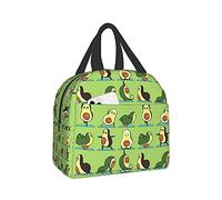 Avocado Yoga Lunch Box Insulated Lunch Boxes Waterproof Lunch Bag Reusable Lunch Tote With Front Pocket For Beach Office Picnic