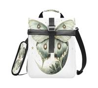 Insulated Lunch Bag Roll Top Lunch Boxes for Women Men Luna Moth White Moon Stars Foldable Rolltop Lunchbox Reusable Cooler Bag with Shoulder Strap