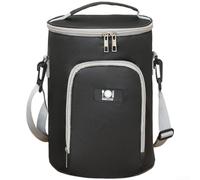 Insulated Lunch Bag Thermal Cooler Box with Foil Lining Waterproof Ox, Tote, for School Picnic Camping Office Travel Black Gray Wine Red Dark Blue(Black -S)