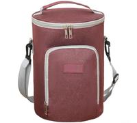 Insulated Lunch Bag Thermal Cooler Box with Foil Lining Waterproof Ox, Tote, for School Picnic Camping Office Travel Black Gray Wine Red Dark Blue(Wine Red-L)