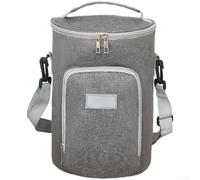 Insulated Lunch Bag Thermal Cooler Box with Foil Lining Waterproof Ox, Tote, for School Picnic Camping Office Travel Black Gray Wine Red Dark Blue(Gray-L)
