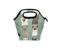 insulated lunch bag with Curved handle small lunch box for women Reusable travel cooler bag for Hiking Travel Aesthetic Burmesecats Sage Green
