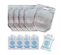 Insulated Lunch Bag with Zip Lock & Handle, Reusable Cool & Thermal Bags, Cooler Pouch, Hot & Cold, Ideal for Sandwich, Snack, Drink, Grocery, Camping (Medium_5 bags 9.8 x 11.0 inches + 5 Ice packs)