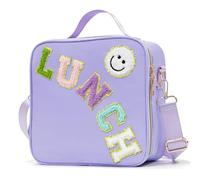 Insulated Lunch Bag Women Lunch Box Kids for Teen Girls Boys, Cute Preppy Lunch Boxes With Adjustable Shoulder Strap, Waterproof Nylon Lunchbox Lunch Bags for School Work Picnic (Purple)