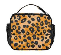 Insulated Lunch Bags for Kids Double Zipper Men Lunch Box with Handle Lunch Tote Bag for School and Travel Leopard Print