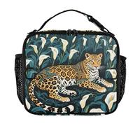 Insulated Lunch Bags for Kids Leakproof Portable Lunch Box Men Removable Shoulder Strap Cooler Tote Bag for Beach Travel Tribal Style Leopard White Calla Lily