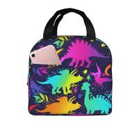 Insulated Lunch Bags For Men Women - Travel Lunch Box For Men Women, Neon Dinosaurs Soft Lunch Tote Bag For Women Men
