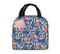 Insulated Lunch Bags for Men Women Work - Cute Popcorn No.1001 Small Adult Lunch Box for Men Women, Water Proof Soft Cooler Bag Insulated for Travel, Lunch Tote Bag for Women Men
