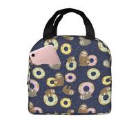 Insulated Lunch Bags for Men Women Work - Donut Sloth Print Small Adult Lunch Box for Men Women, Water Proof Soft Cooler Bag Insulated for Travel, Lunch Tote Bag for Women Men
