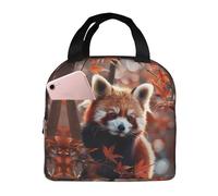 Insulated Lunch Bags for Men Women Work - Red Panda Autumn Branches Soft Cooler Bag Insulated for Travel, Fashion Small Adult Lunch Box for Men Women, Lunch Tote Bag for Women Mens
