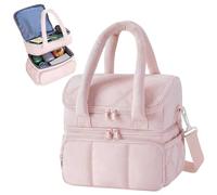 Insulated Lunch Bags for Women, 11.8L Portable Lunch Box Bag with Adjustable Shoulder Strap Reusable Cooler Bag Waterproof Leakproof Puffy Thermal Lunch Tote Bags for Work School Picnic Travel (Pink)