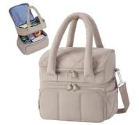 Insulated Lunch Bags for Women Man,11.8L Double Layer Reusable Cooler Bag Box, Large Puffy Thermal Lunch Tote Bag with Adjustable Shoulder Strap, Adults Waterproof Leakproof for Work Picnic beach