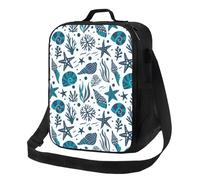 Insulated Lunch Bags for Women Men Work - seashells starfish corals seaweeds Small Lunch Box for Women Men, Soft Cooler Bag Insulated, Adult Lunch Tote Bag with Adjustable Shoulder Strap