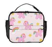 Insulated Lunch Bags Water-Resistant Teen Lunch Box Keeps Food Warm Cooler Thermal Meal Tote for School Office Camping Picnic Cute Cartoon Pink Rainbow Horse