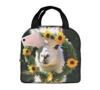 Insulated Lunch Box Alpaca wearing a garland Lunch Bag for Women Men Leakproof Cooler Bag Lunch Tote Bag for Work Picnic