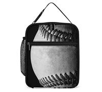 Insulated Lunch Box Black and White Baseball Small Lunch Cooler Bag Vintage Ball Game Reusable Thermal Meal Container Tote for Work Travel Picnic