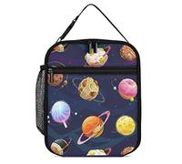 Insulated Lunch Box Cartoon Food Portable Lunch Bag Planet Burger Donuts Reusable Small Cooler Lunchbox for Men Women Picnic Travel