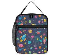 Insulated Lunch Box Childish Star Space Portable Lunch Bag Rocket Planet Reusable Small Cooler Lunchbox for Men Women Work Office Picnic Travel